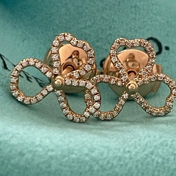 Tiffany & Co 18K rose gold and diamond paper flower earrings - Picture 4 of 15